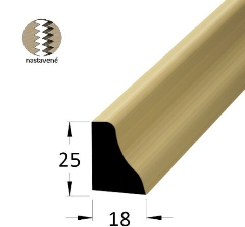 Lišta dřevěná podlahová nastavovaná, krycí schopnost 18 x 25 x 2400mm, smrk