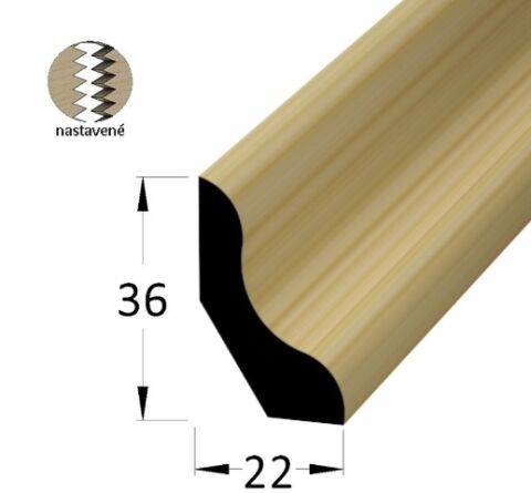 Lišta dřevěná podlahová nastavovaná, krycí schopnost 22 x 36 x 2400mm, smrk