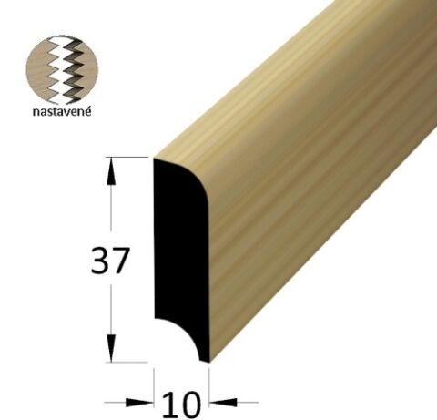 Lišta dřevěná podlahová nastavovaná, krycí schopnost 10 x 37 x 2400mm, smrk
