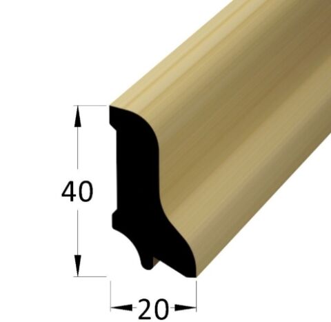 Lišta dřevěná podlahová, krycí schopnost 20 x 40 x 2400mm, borovice / smrk