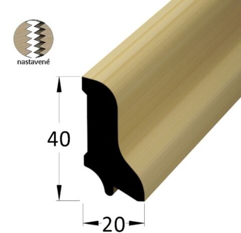 Lišta dřevěná podlahová nastavovaná, krycí schopnost 20 x 40 x 2400mm, smrk