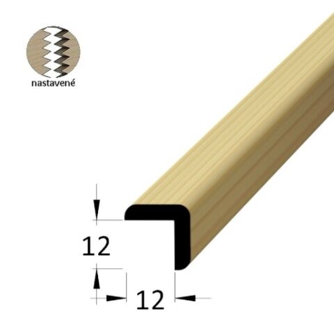 Lišta dřevěná rohová vnější, krycí schopnost 12 x 12 x 2400 mm, smrk