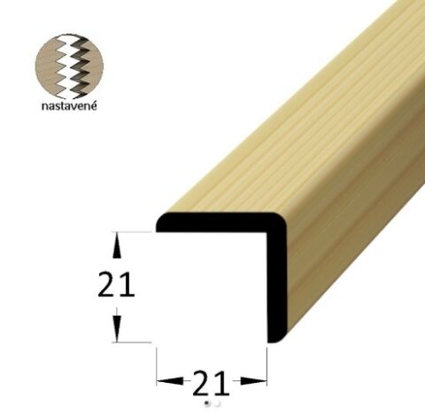 Lišta dřevěná rohová vnější, krycí schopnost 21 x 21 x 2400mm, smrk