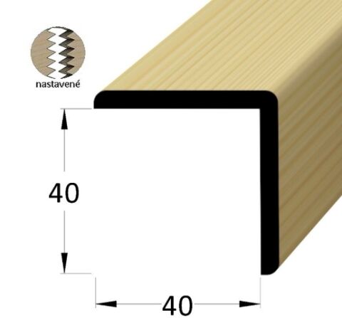 Lišta dřevěná rohová vnější, nastavovaná 40 x 40 x 2400 mm, smrk