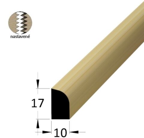 Lišta dřevěná rohová vnitřní 10 x 17 x 2400 mm, nastavovaná, smrk