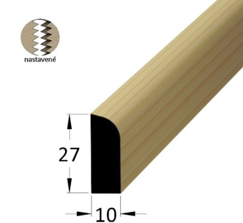 Lišta dřevěbá rohová vnitřní 10 x 27 x 2400 mm, nastavovaná, smrk