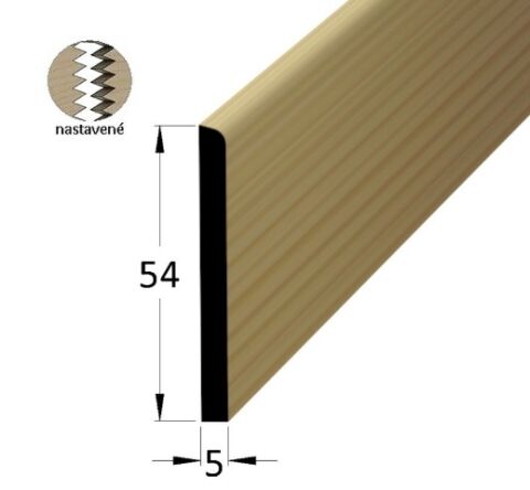 Lišta dřevěná rohová vnitřní 5 x 54 x 2400 mm, nastavovaná, smrk