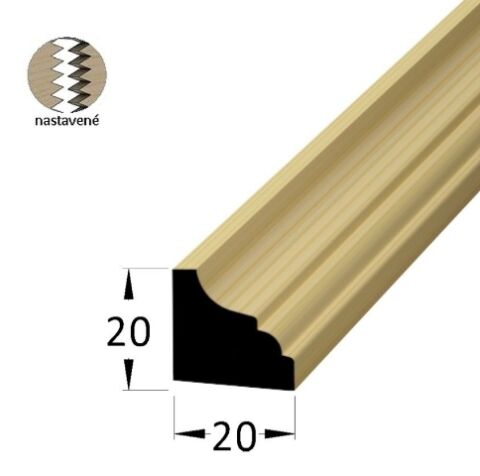 Lišta dřevěná rohová vnitřní 20 x 20 x 2400 mm, nastavovaná, smrk