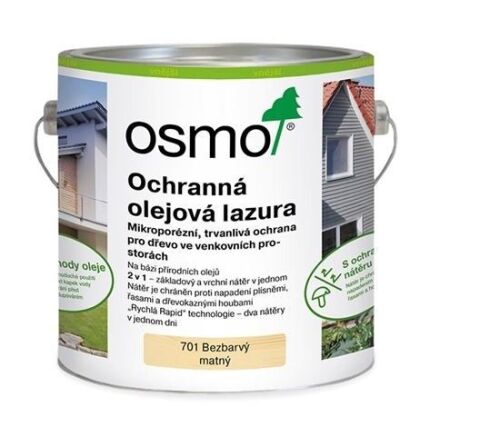 OSMO 701 Ochranná olejová lazura - Bezbarvá mat. (701), 2,5l