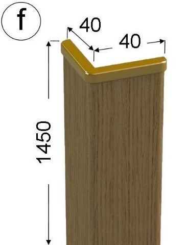 Lišta dřevěná (ochranný roh) 44 x 44 x 1450 mm, fólie dub
