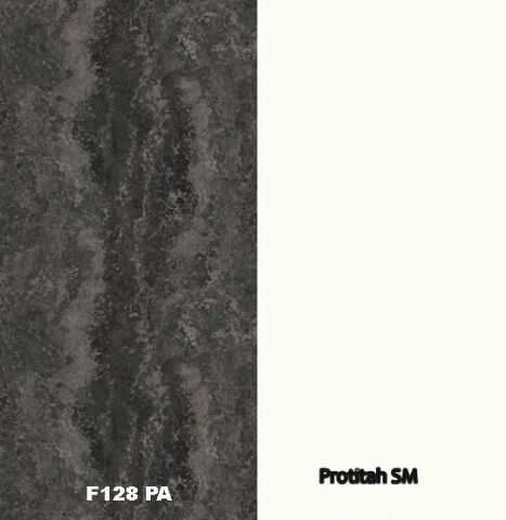 Zádový panel (zástěna) Egger F128PA (Granit Ambiance černý) / Protitahový průhledný papír SM, 4100x640x9,2
