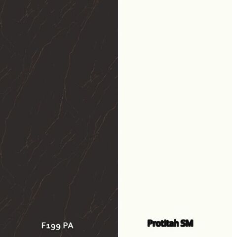 Zádový panel (zástěna) Egger F199PA (Mramor Ambiance černý) / Protitahový průhledný papír SM, 4100x640x9,2