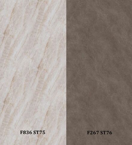 Zádový panel (zástěna) Egger F836 ST75 Mramor Formello bílý /F267 ST76 Kámen Bellisara lávově šedý, 4100x640x9,2