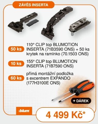 Akční sada BLUM CLIP top BLUMOTION inserta – černý onyx + dárek