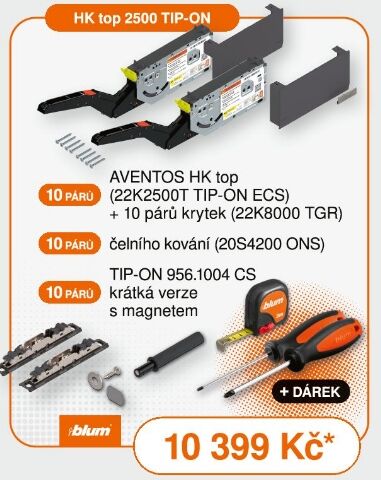 Akční sada BLUM AVENTOS HK top 2500 TIP-ON – černá Eclipse + dárek