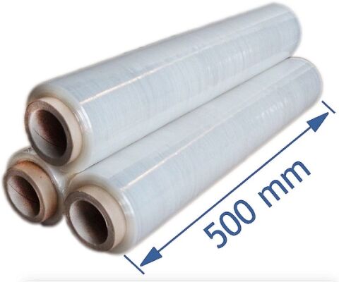 Transparentní stretch folie pro ruční ovíjení o šířce 500 mm a tl. 23 µm