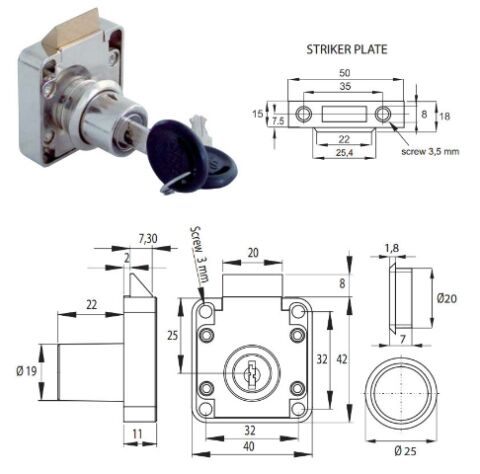 Zámek zásuvkový zaklapávací