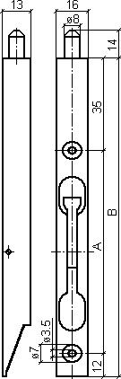 Dveřní zástrč k zafrézování Otlav 25cm, nikl