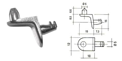 Policová podpěrka, kolíček rohový s trnem 5/5 NIKL