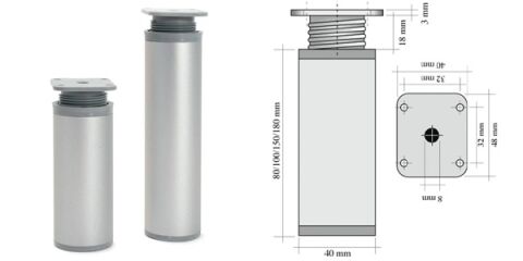 Noha nábytková kulatá, H150/D40, eloxovaný hliník