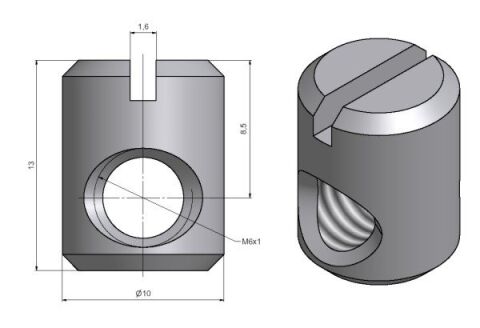 Matice válečková malá M6 10x13mm