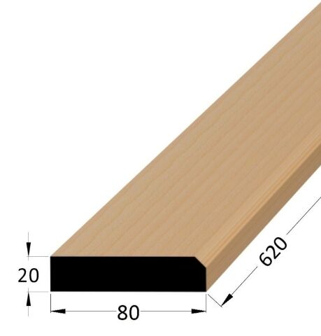 Práh dveřní dřevěný s fazetou, rozměr 20 x 80 x 600 mm, buk