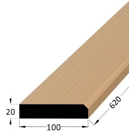 Práh dveřní dřevěný s fazetou, rozměr 20 x 100 x 600 mm, buk