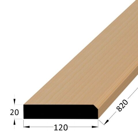 Práh dveřní dřevěný s fazetou, rozměr 20 x 120 x 800 mm, buk