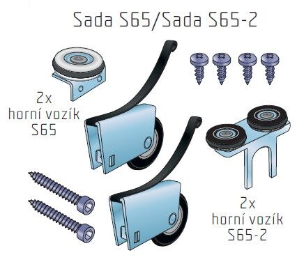 Sada koleček S65, dolní vedení